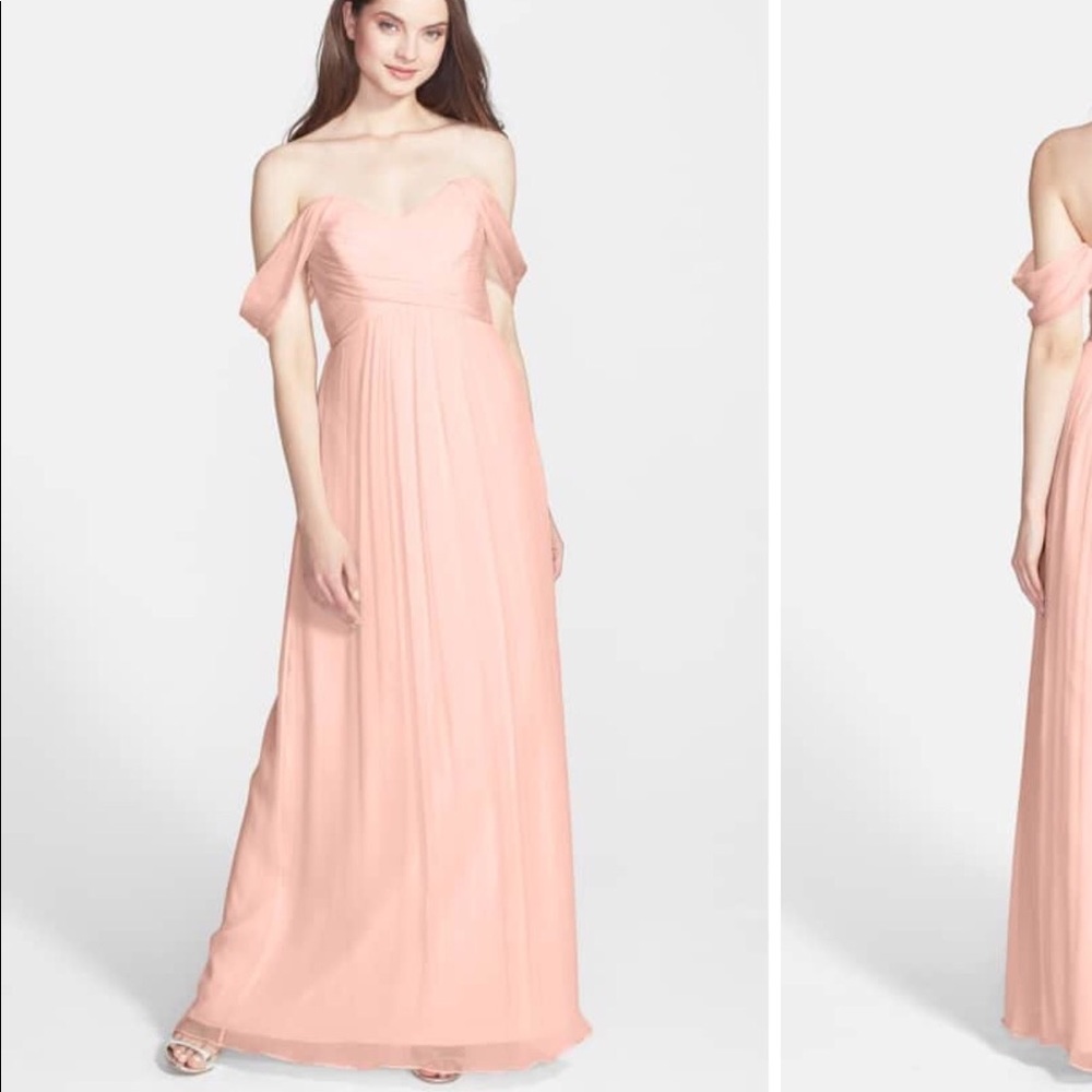 Convertible crinkled silk chiffon gown (Blush)